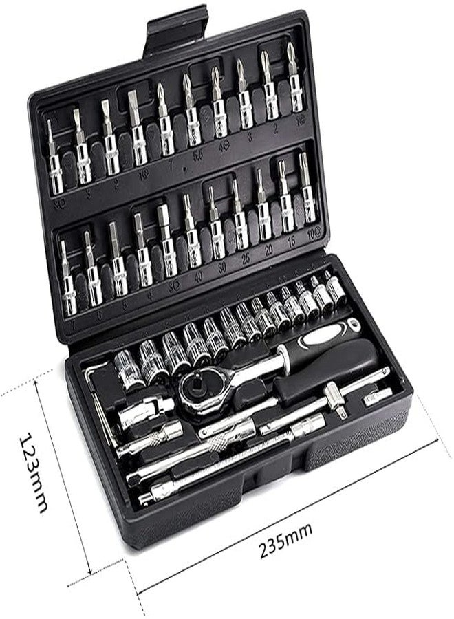 PTSCS 46 in 1 Pcs Tool Kit & Screwdriver set and Precision Socket Set Wrench Set Multi Purpose Combination Tool Case, Multicolour - Image 2